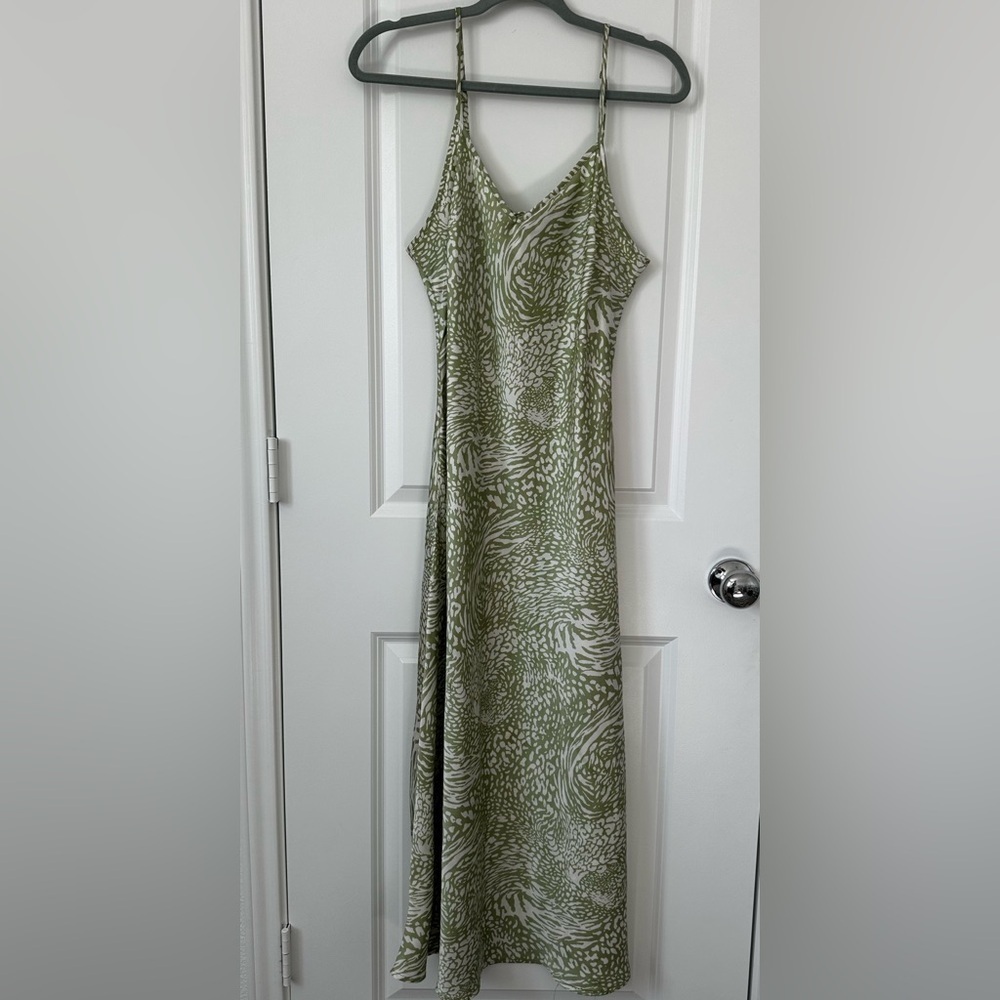 Just the Girl Spaghetti Strap Maxi Abstract Cheetah Print Dress